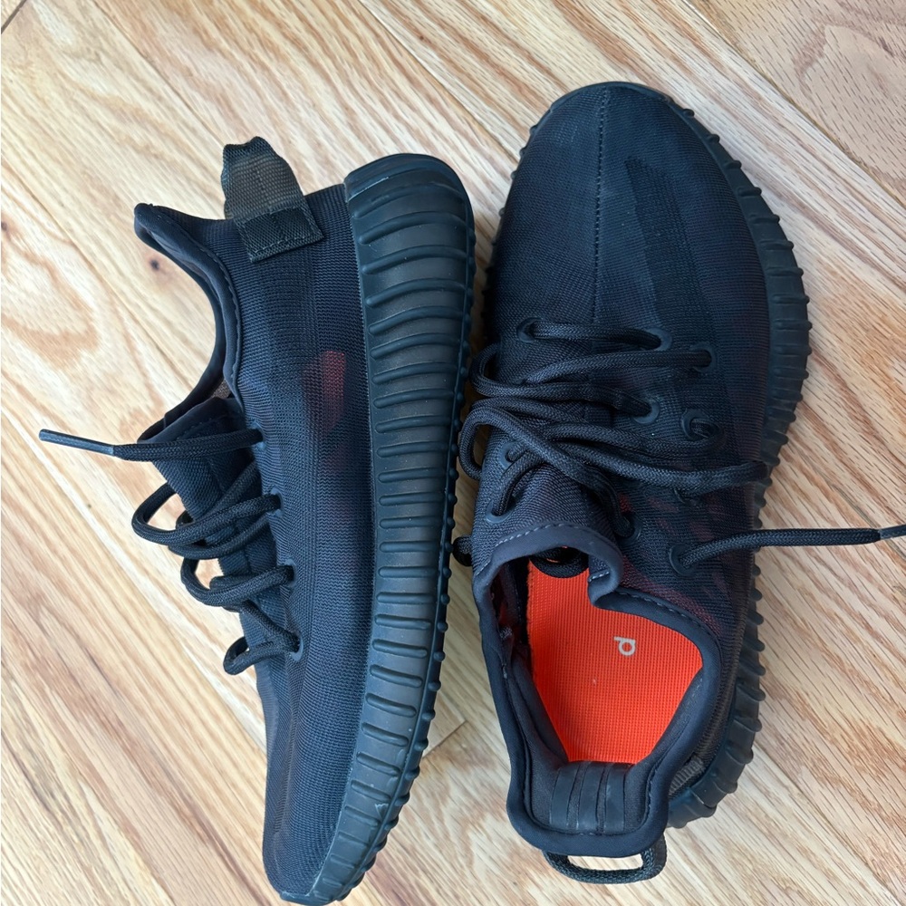 adidas Black Yeezy Boost Sneakers with Orange Lining